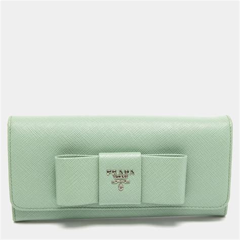 prada mint green wallet|prada saffiano zipper wallet.